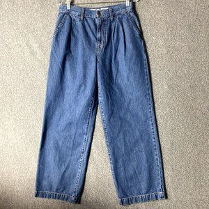 Madewell Women's Size 29 Baggy Straight Leg Pleated Denim Jeans